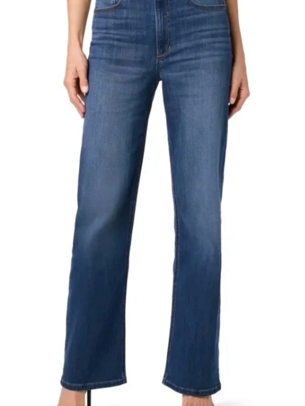 Joe's Wangari Jeans Mid-Blue Ankle Crop Wide Leg Jeans